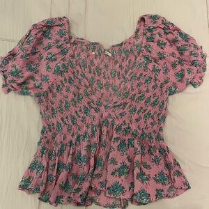 UO Floral Pink Smocked Women's Top🔥FINAL CLEARANCE🔥